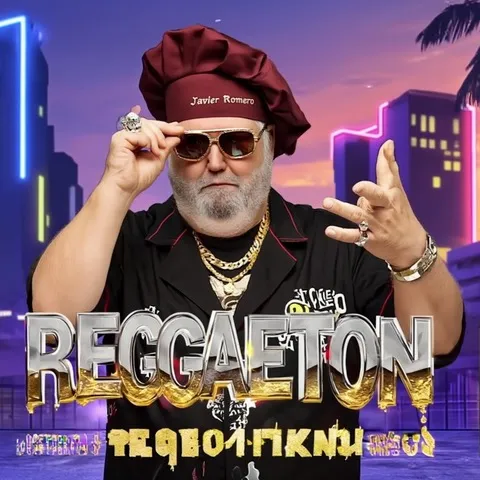 Chef Javier Romero sporting a reggaeton-inspired look for his television audiences