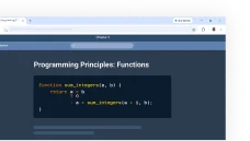 IU de Chrome que muestra la función de ayudas para el estudio de programación